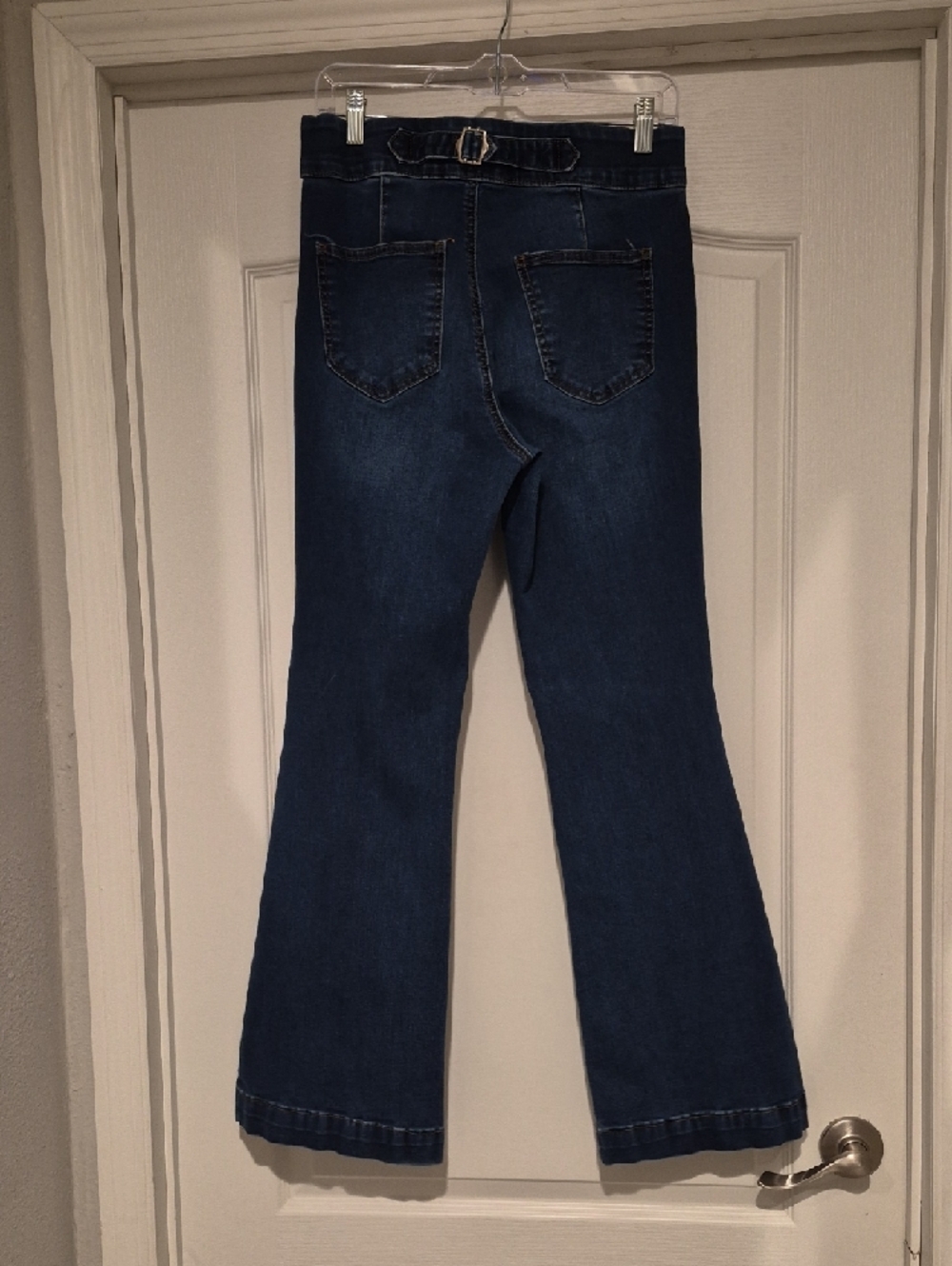 High-Rise Dark Blue Flare Jeans for Women - Picture 3 of 4